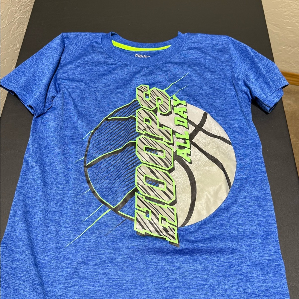 Blue Kids Basketball Graphic Tee